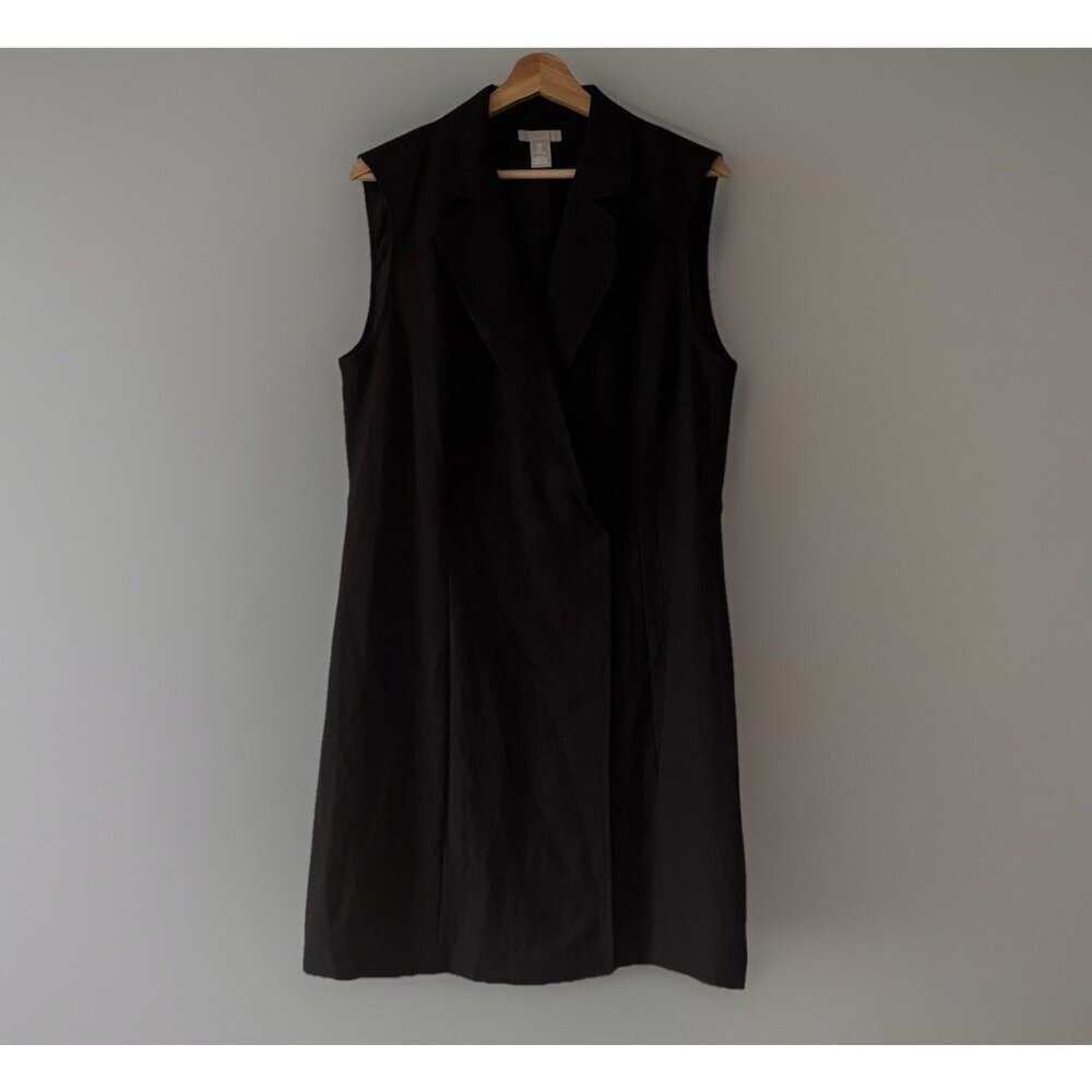 H&M Black Blazer Dress Waistcoat Women’s Large Minimalist Office Holiday NO BELT